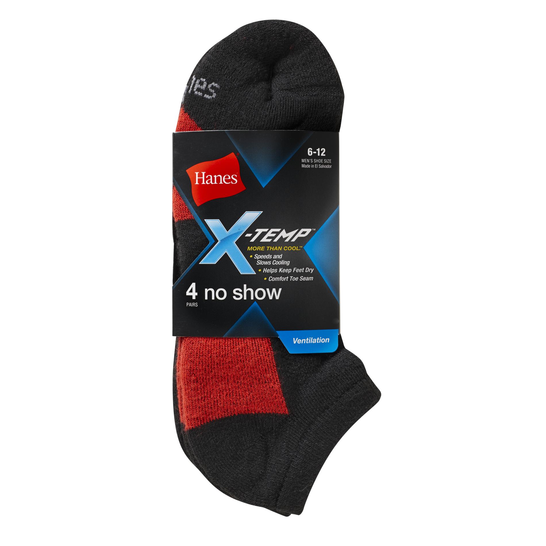 Hanes Men's 4Pairs XTemp NoShow Socks Colorblock