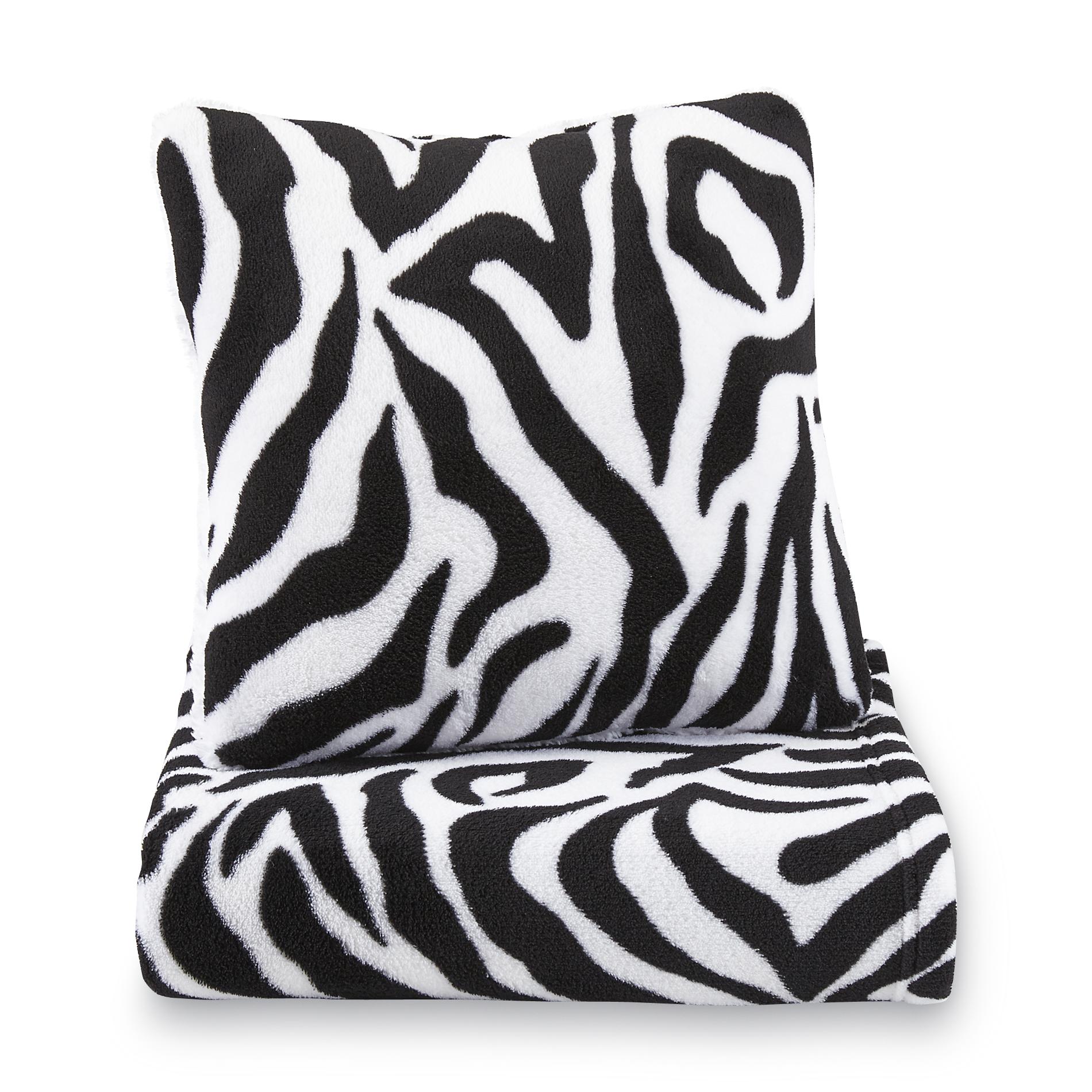 Cannon Microplush Pillow & Throw Set - Zebra Print