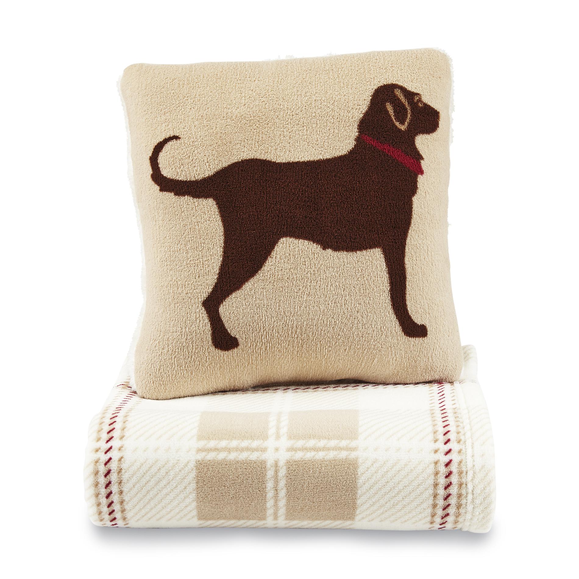 Cannon Microplush Pillow & Throw Set Dog Print
