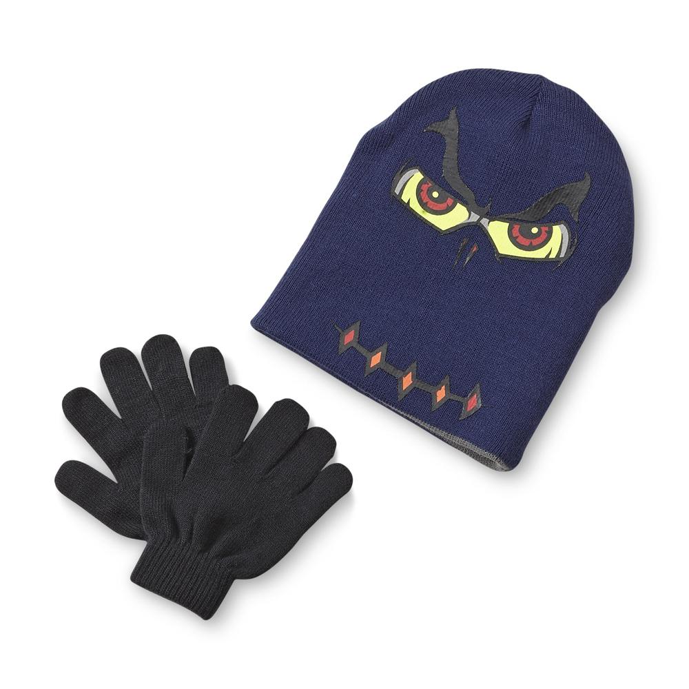 Athletech Boy's Reversible Winter Hat & Gloves - Monster