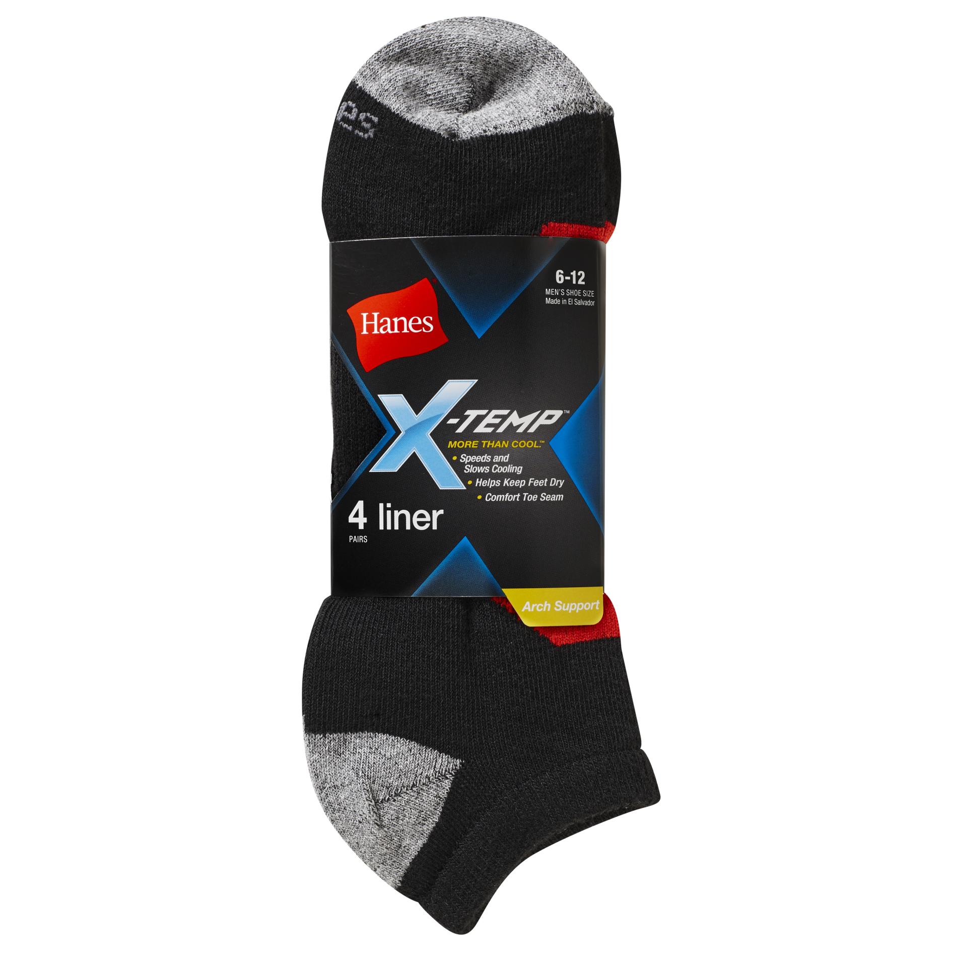 Hanes Men's 4-Pairs X-Temp Liner Socks - Colorblock, Size: One size Hanes Men's 4-Pairs X-Temp Liner Socks - Colorblock, Size: One size