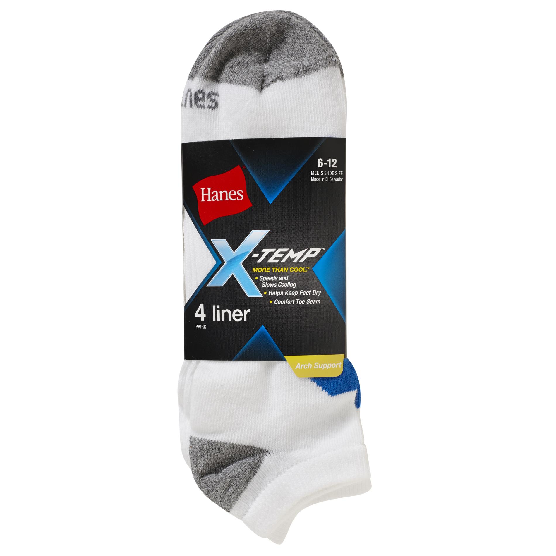 Hanes Men's 4-Pairs X-Temp Liner Socks - Colorblock, Size: One size Hanes Men's 4-Pairs X-Temp Liner Socks - Colorblock, Size: One size