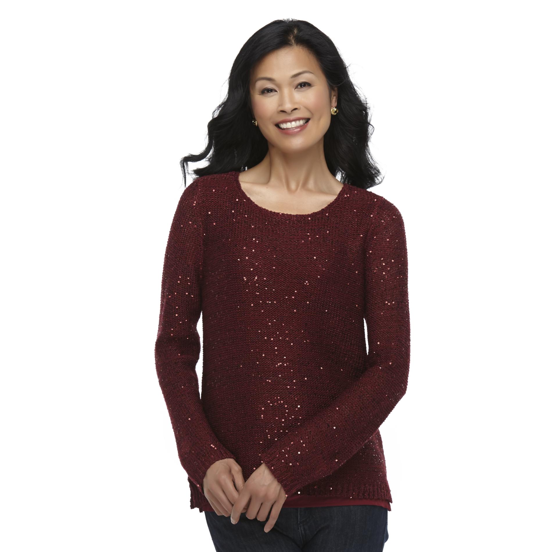Jaclyn Smith Women's Embellished Layered-Look Top