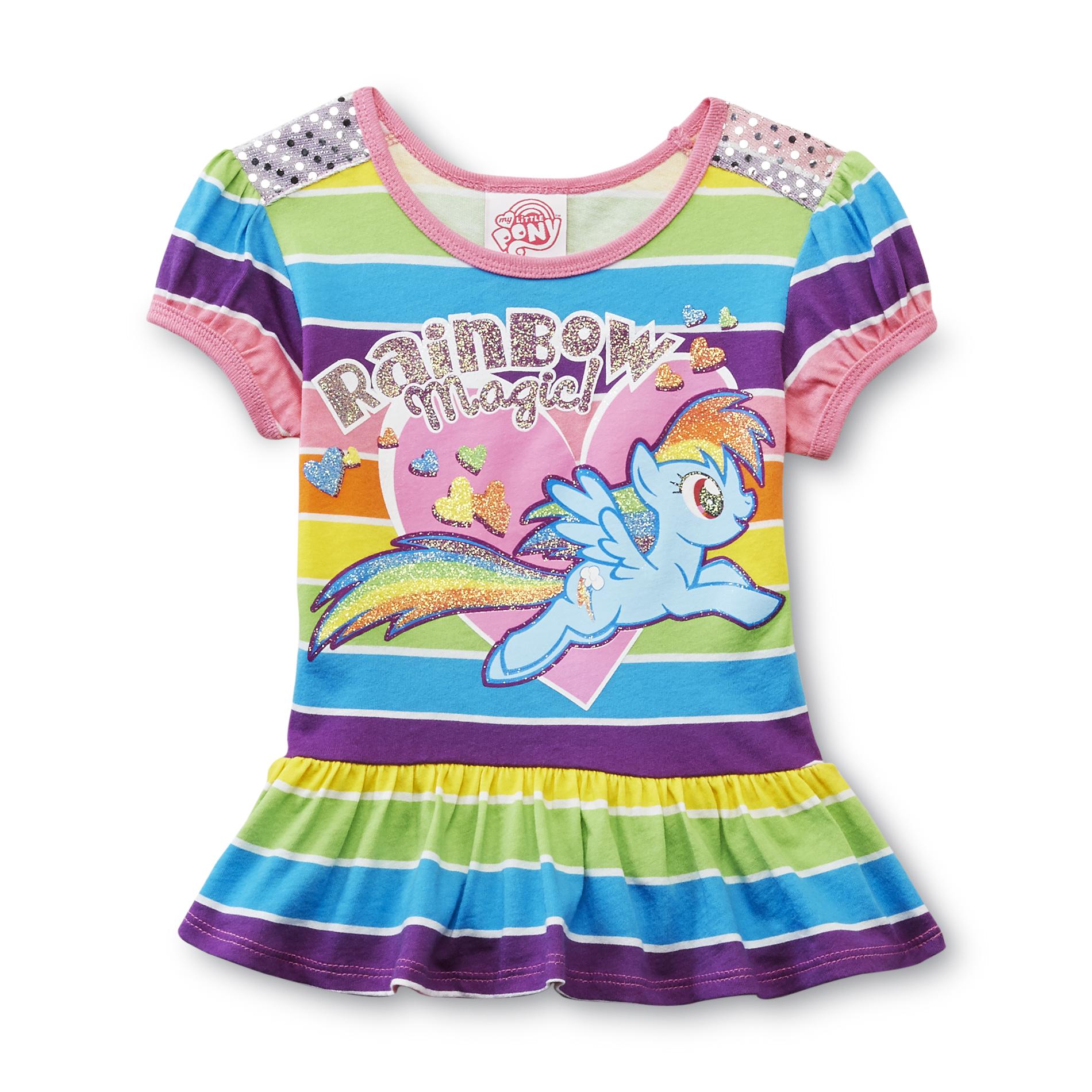 My Little Pony Girl's Embellished Tunic Top - Rainbow Dash