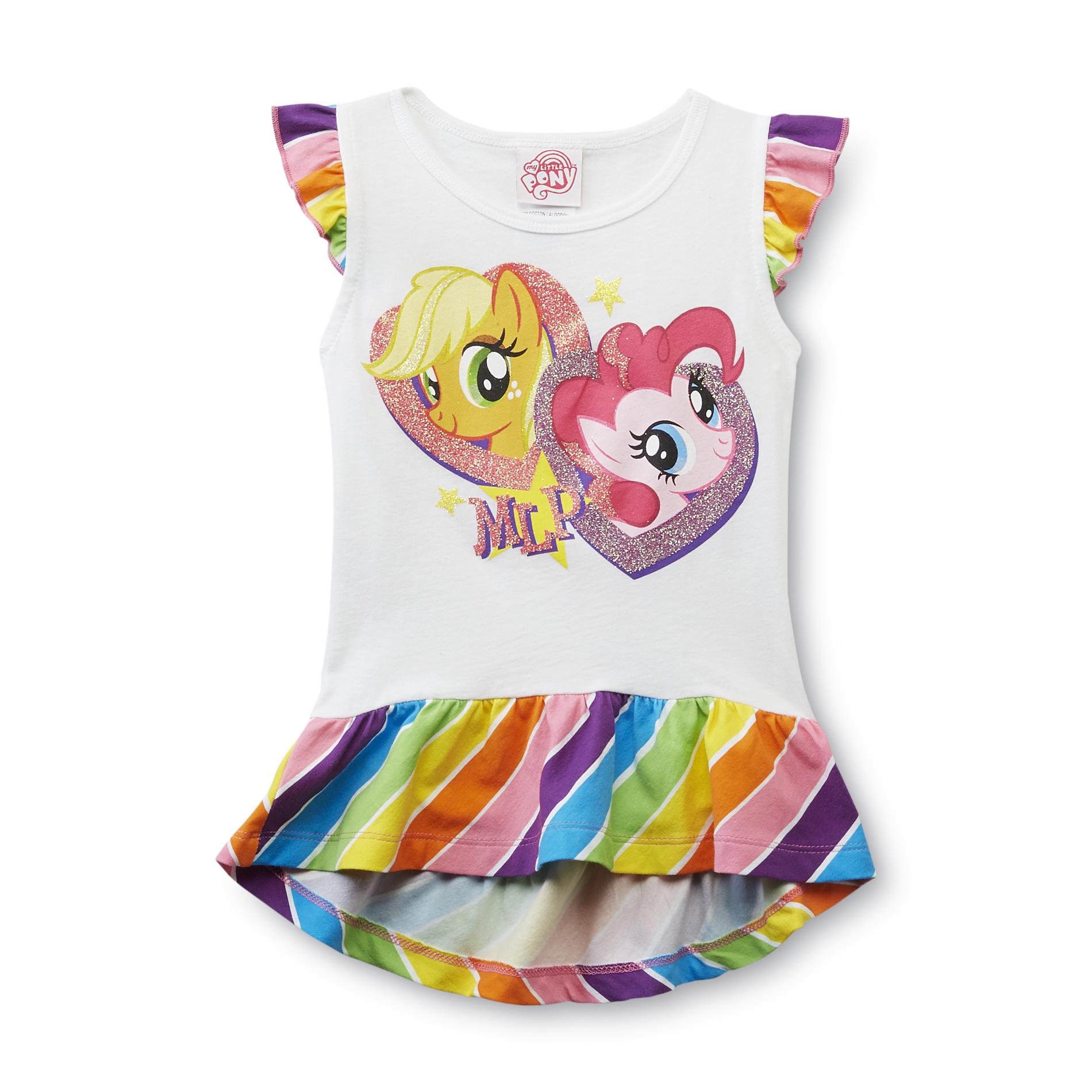My Little Pony Girl's Embellished Tunic Top - Applejack & Pinkie Pie