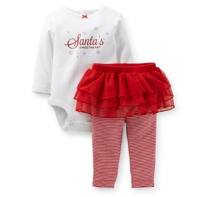 Carter's Newborn & Infant Girl's Bodysuit & Skirted Leggings - Santa's Sweetheart
