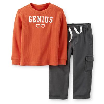 Carter's Newborn & Infant Boy's Graphic Thermal Shirt & Pants - Genius