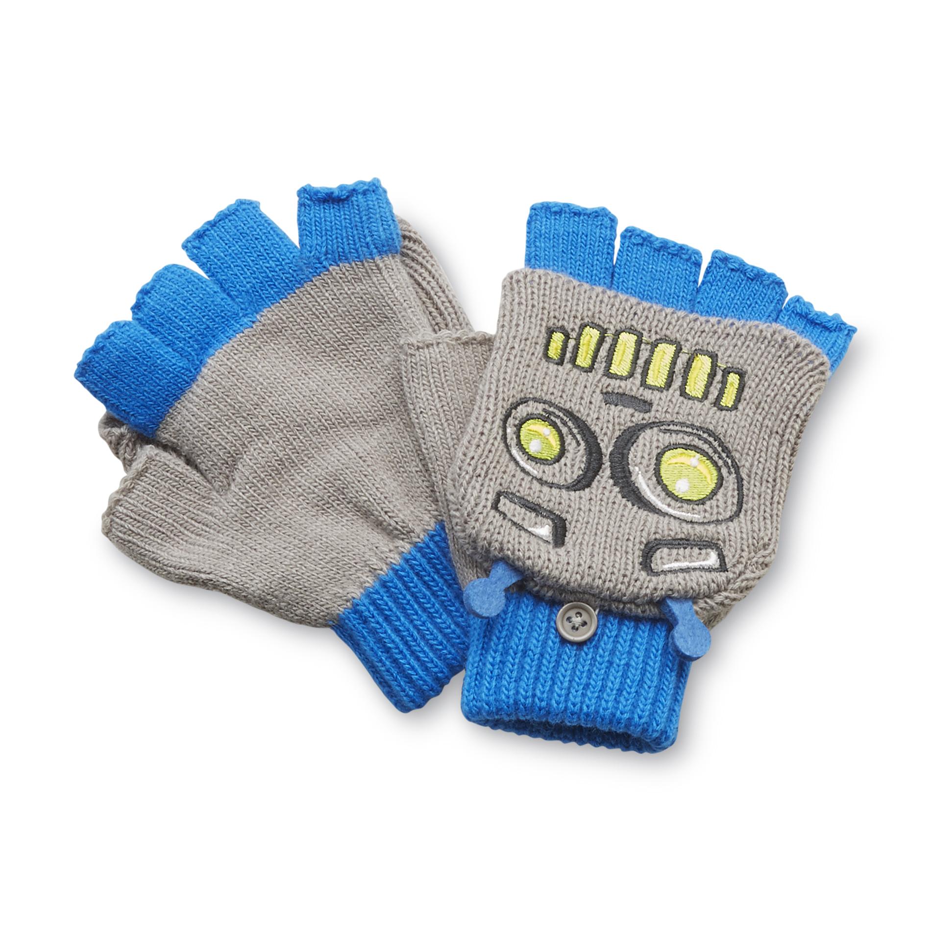 Athletech Boy's Flip-Top Fingerless Gloves - Robot