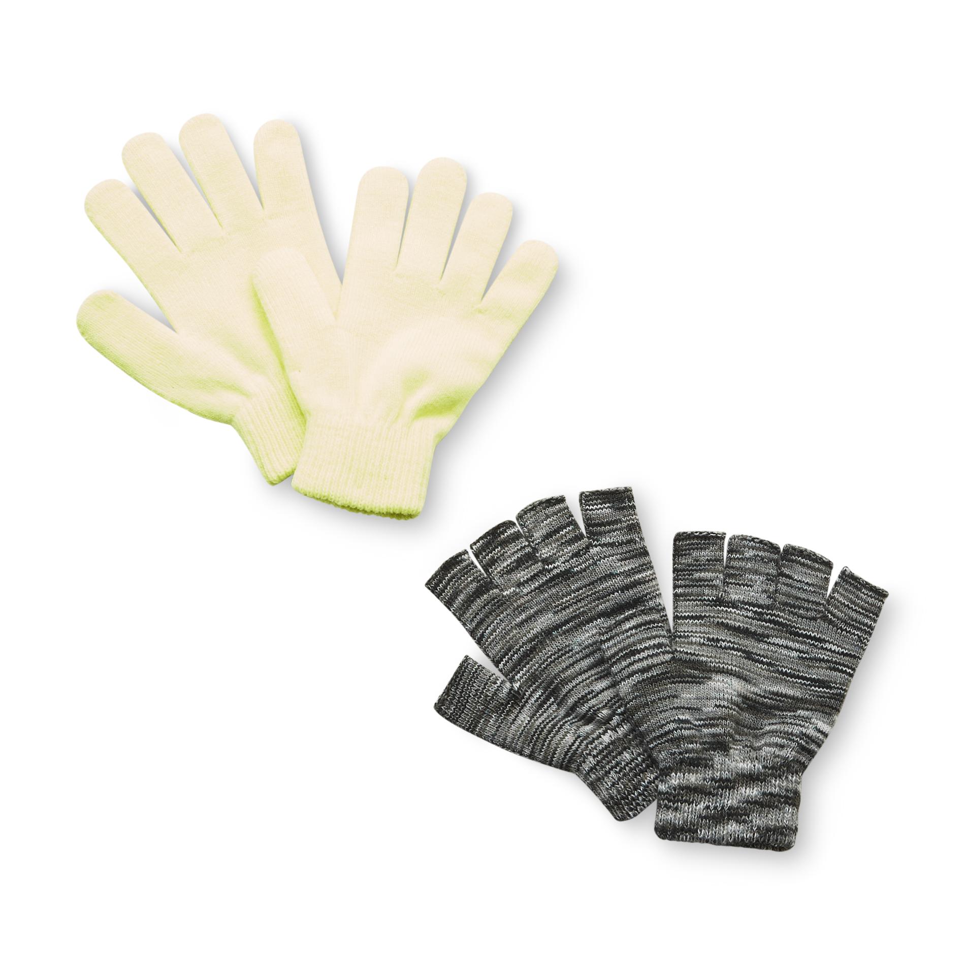 Joe Boxer Junior's 2-Pairs Stretch-Knit Gloves & Fingerless Gloves