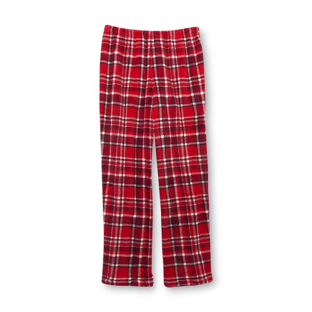 Laura Scott Women's Pajama Top  Printed Fleece Pants & Slippers - Plaid