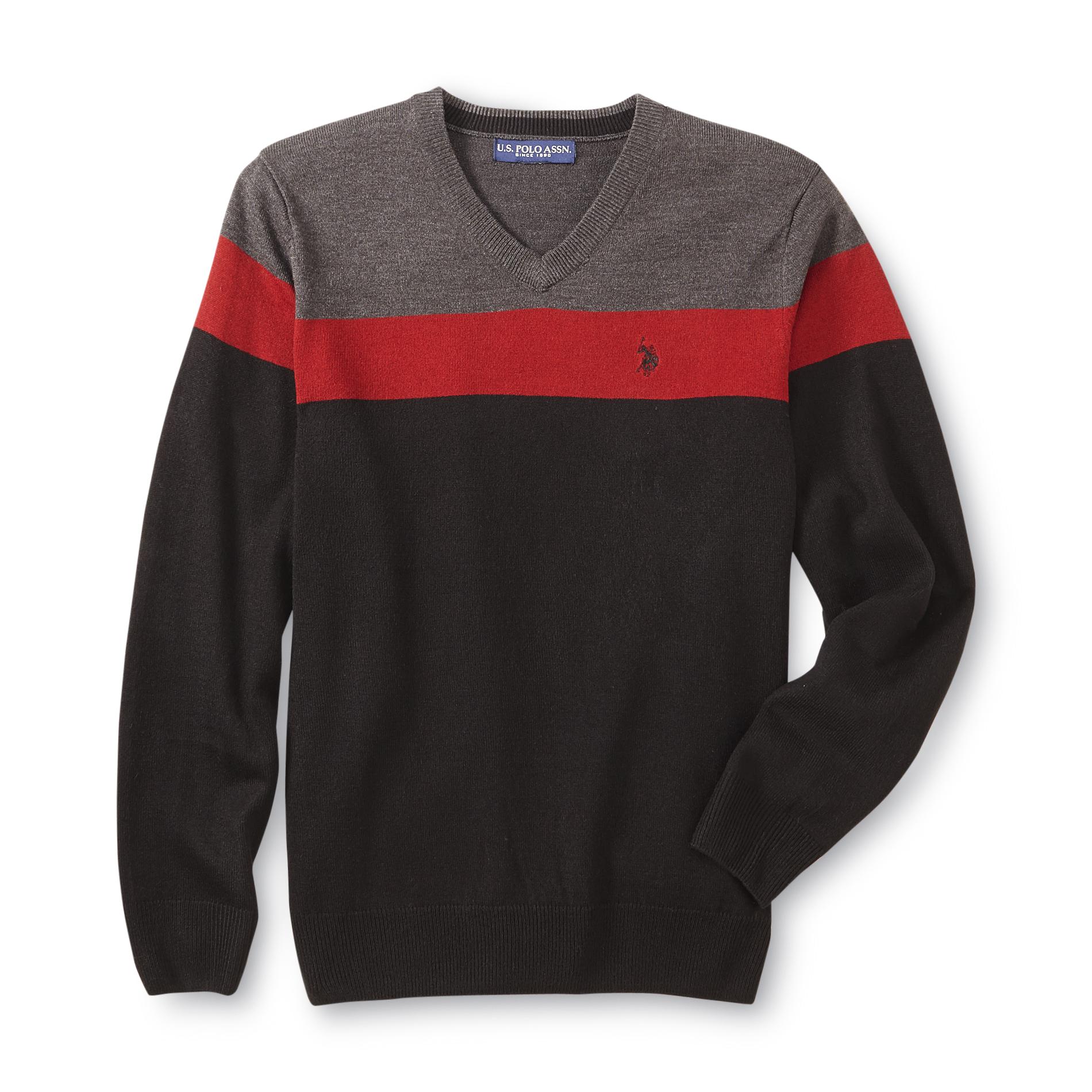 U.S. Polo Assn. Men's V-Neck Sweater - Colorblock
