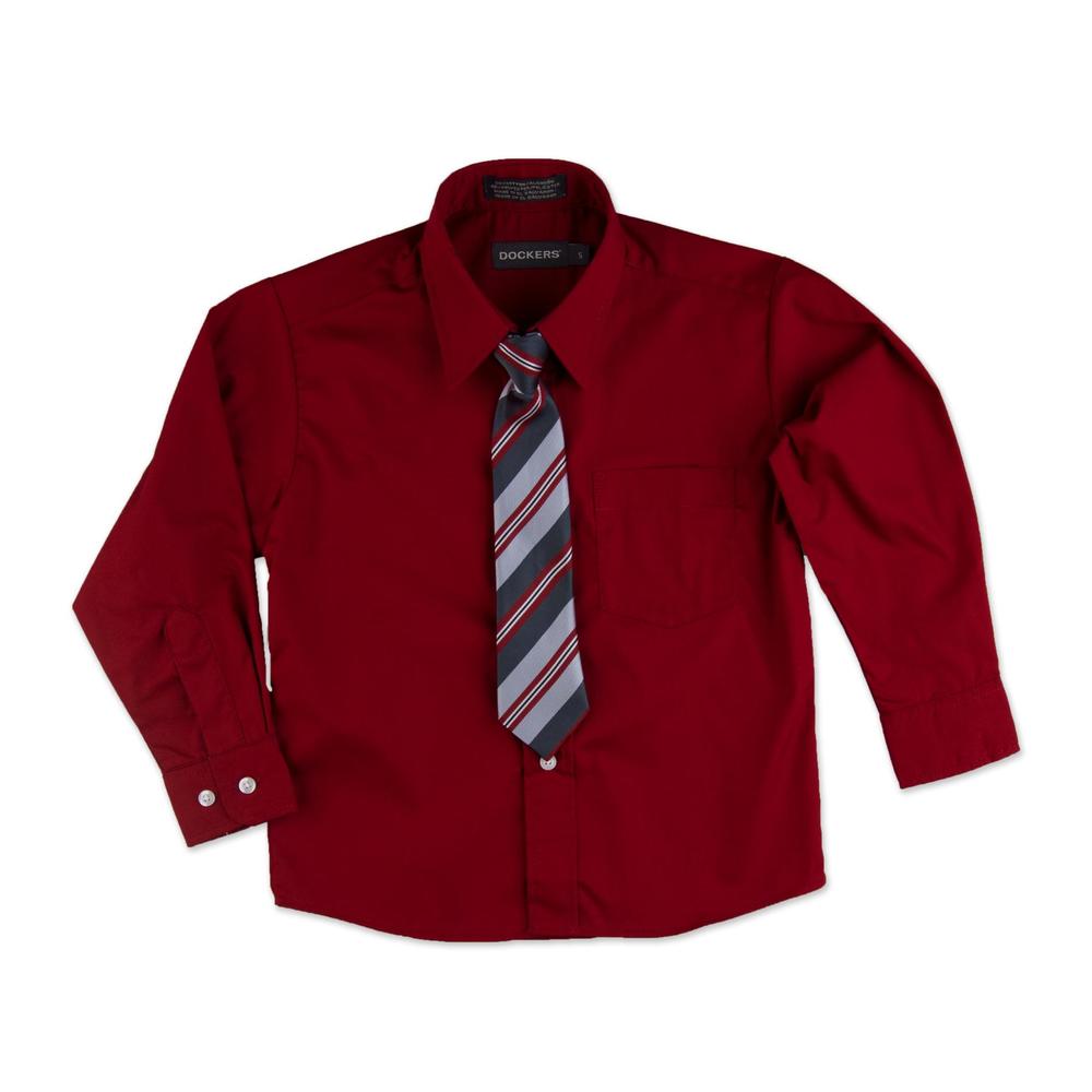 Dockers Boy's Dress Shirt & Necktie - Diagonal Striped