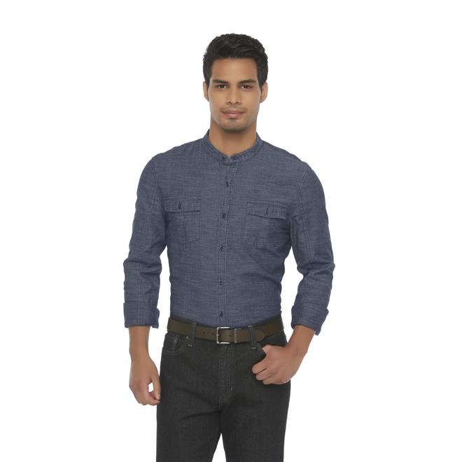 Structure Men's Denim Banded Collar Shirt