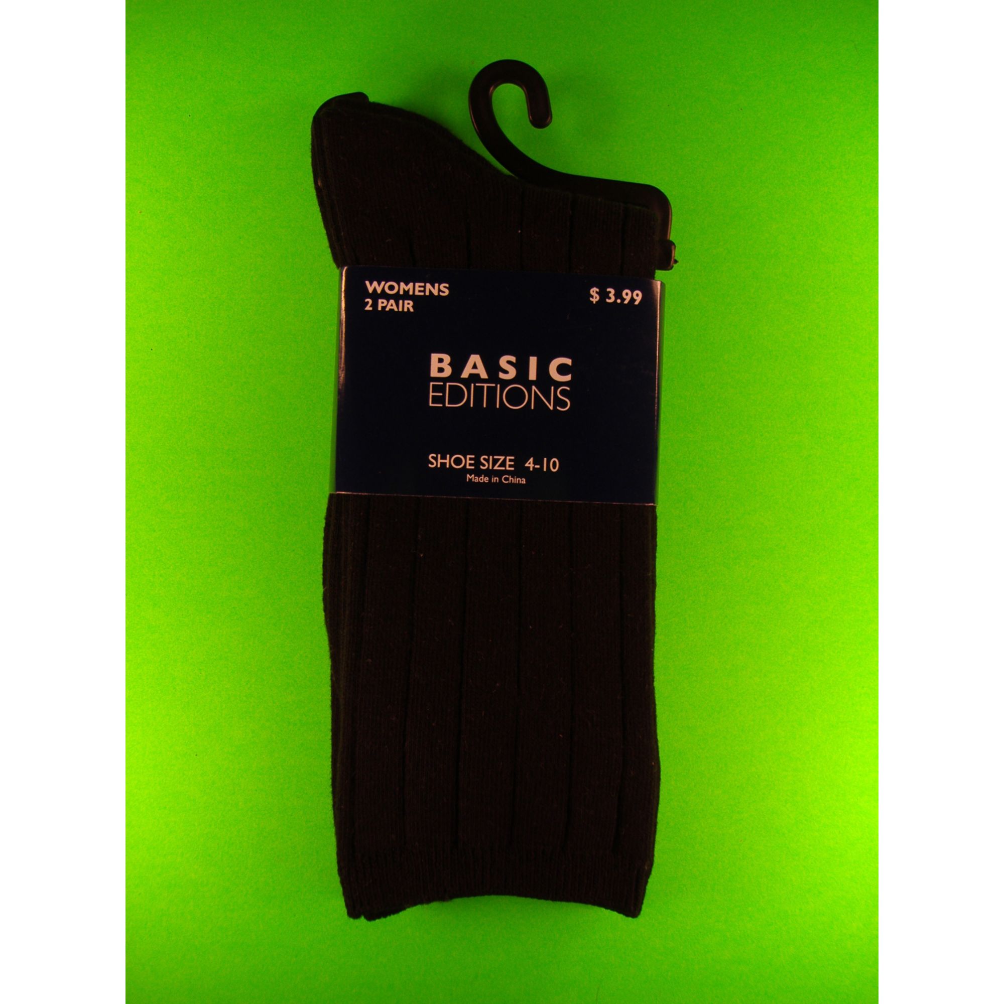 Basic Editions Women&#39;s Classic Rib Crew Socks, 2-pack