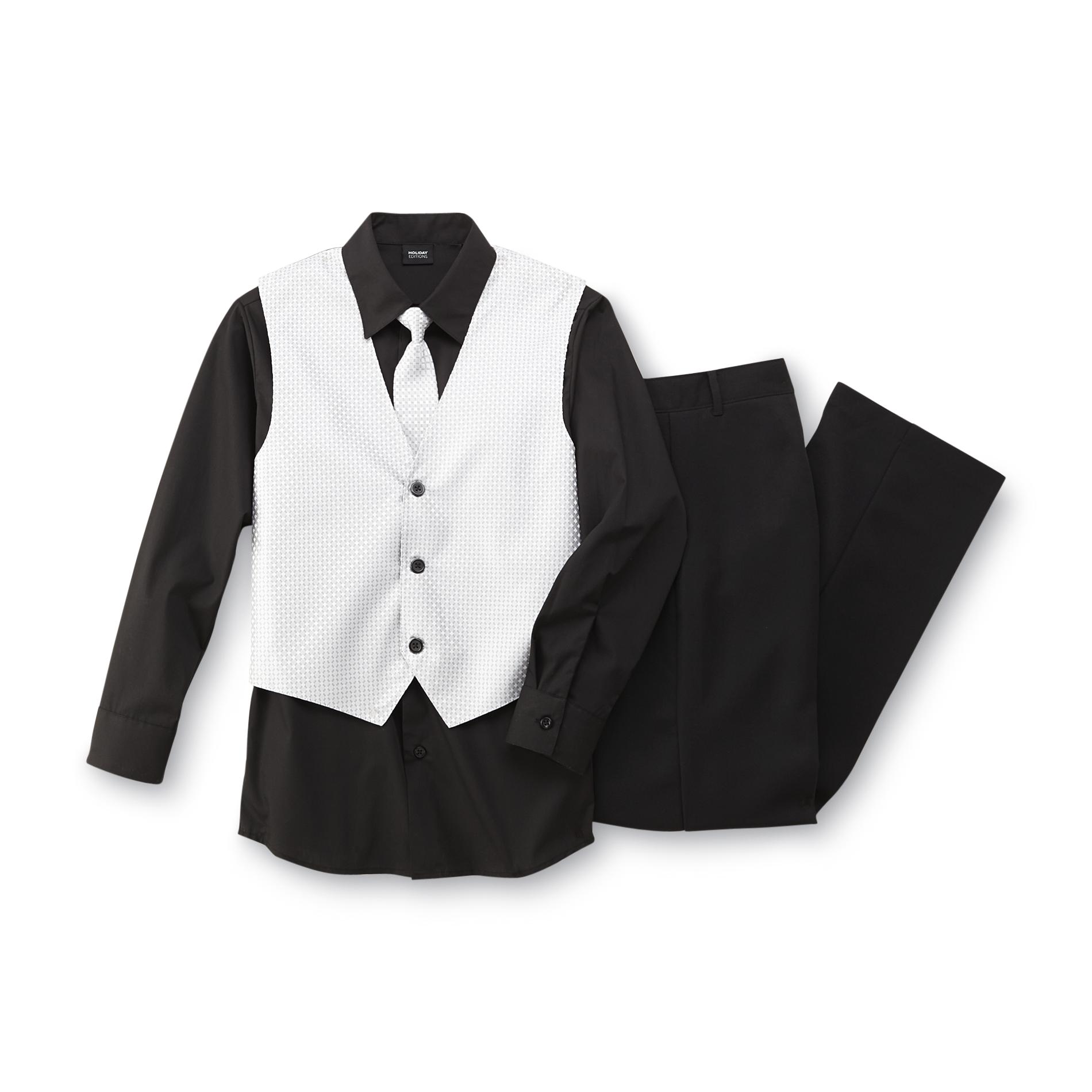 Holiday Editions Boy's Dress Shirt  Tie  Vest & Pants - Dots