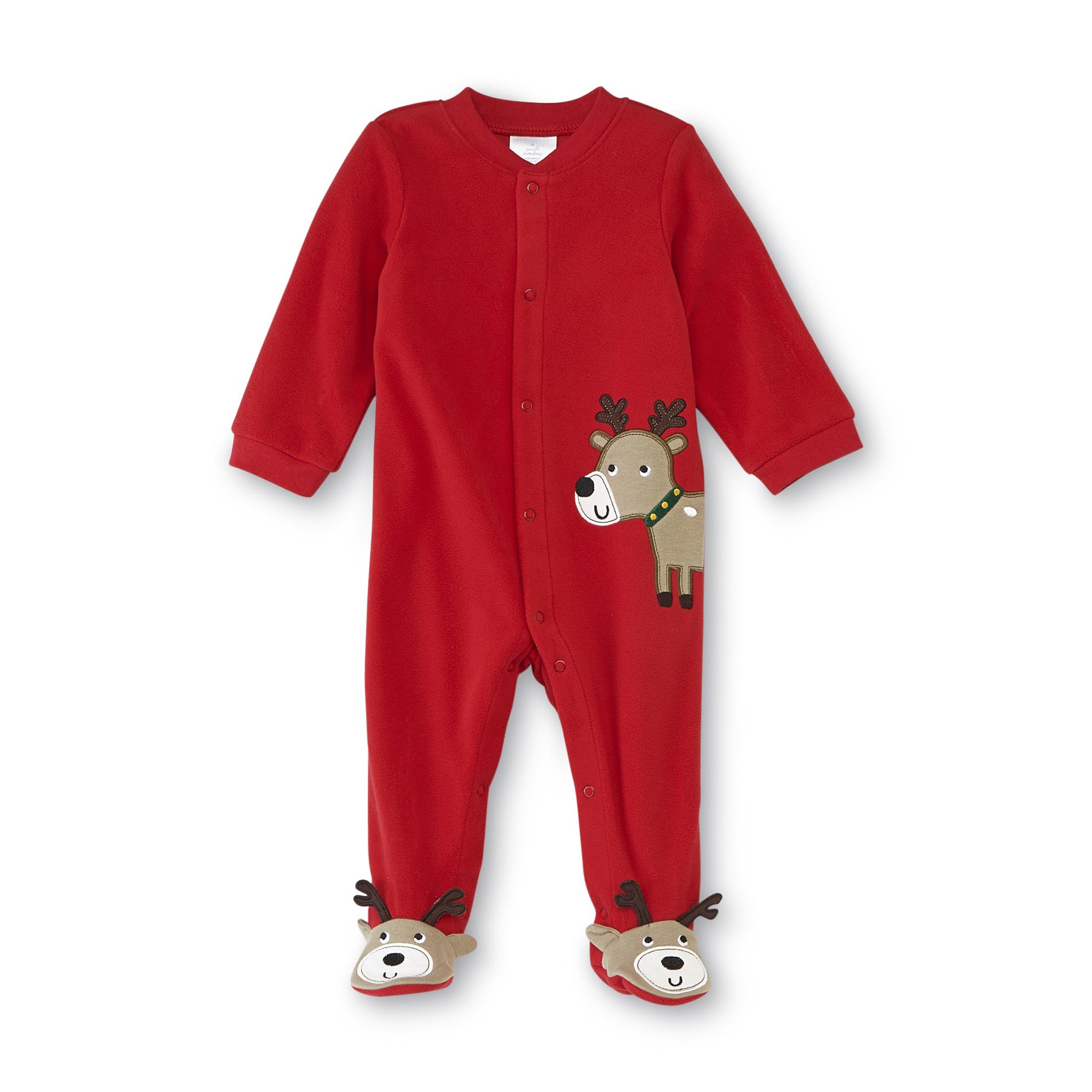 Small Wonders Newborn Boy's Fleece Sleeper Pajamas - Reindeer