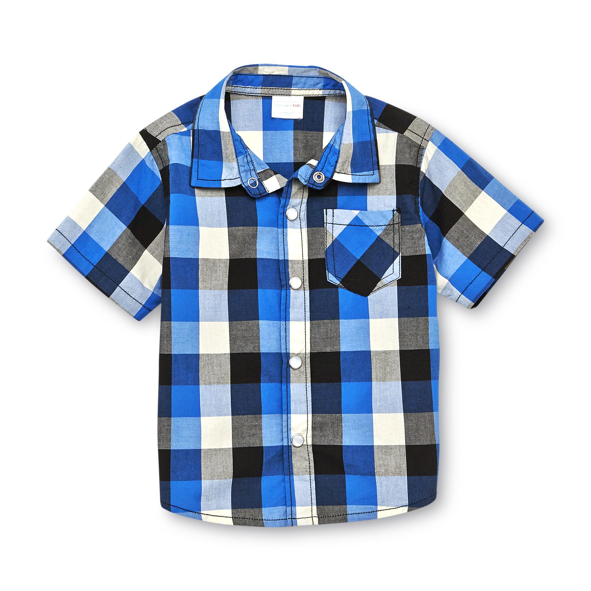 WonderKids Infant & Toddler Boy's Short-Sleeve Poplin Shirt - Plaid