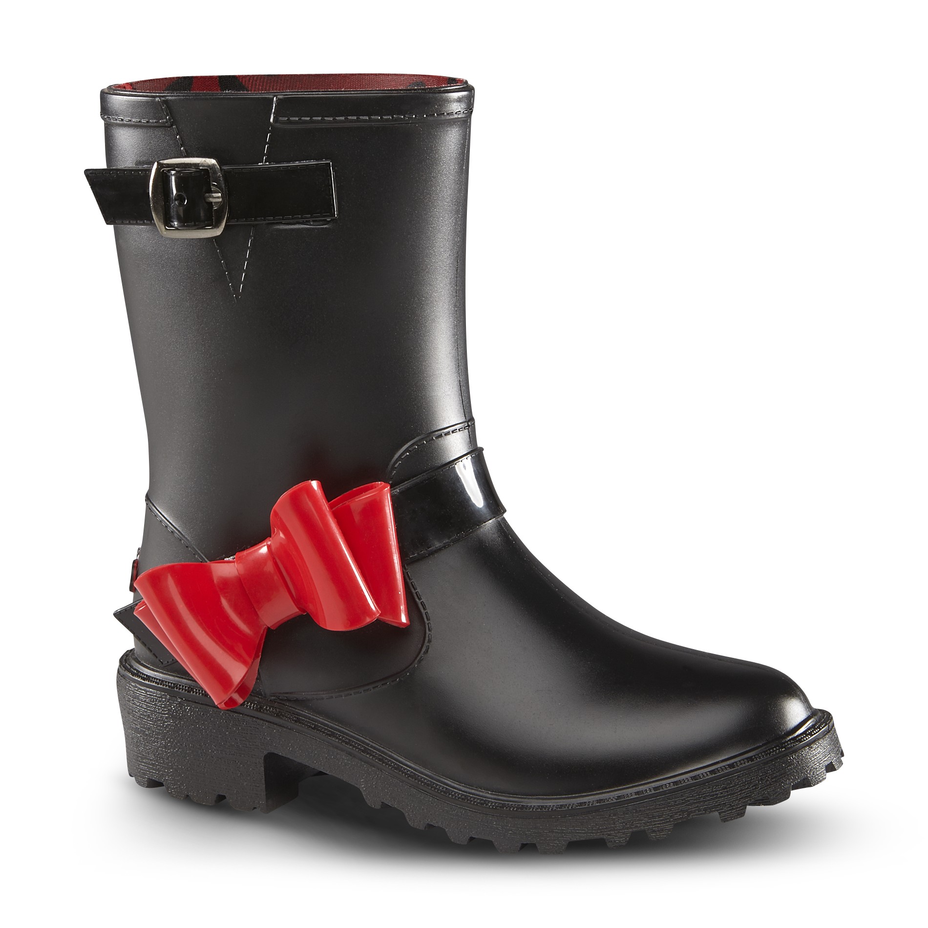 Skechers Girl's Raindrops Black/Red Rain Boot