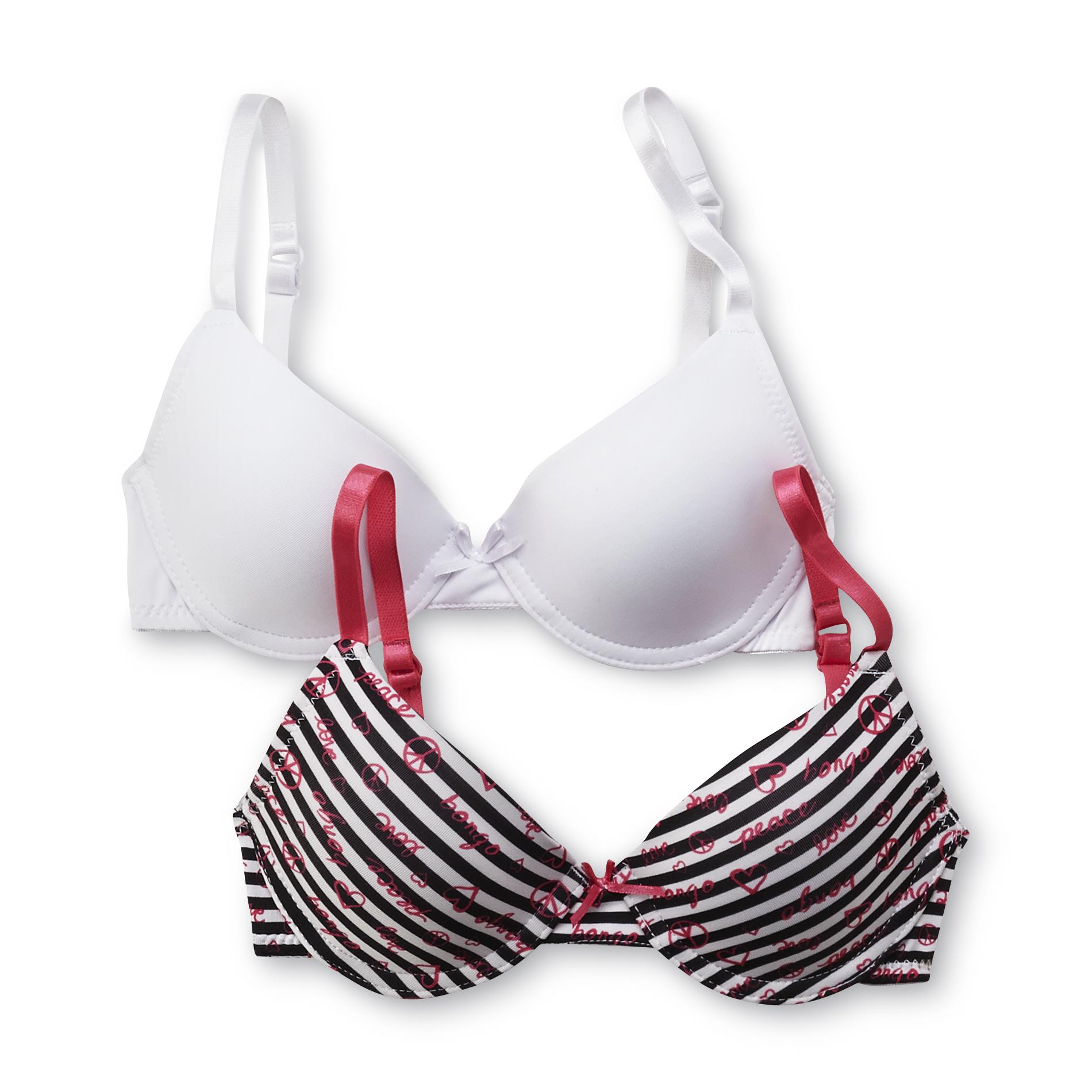 Bongo Girl's 2-Pack Soft Cup Bras - Striped