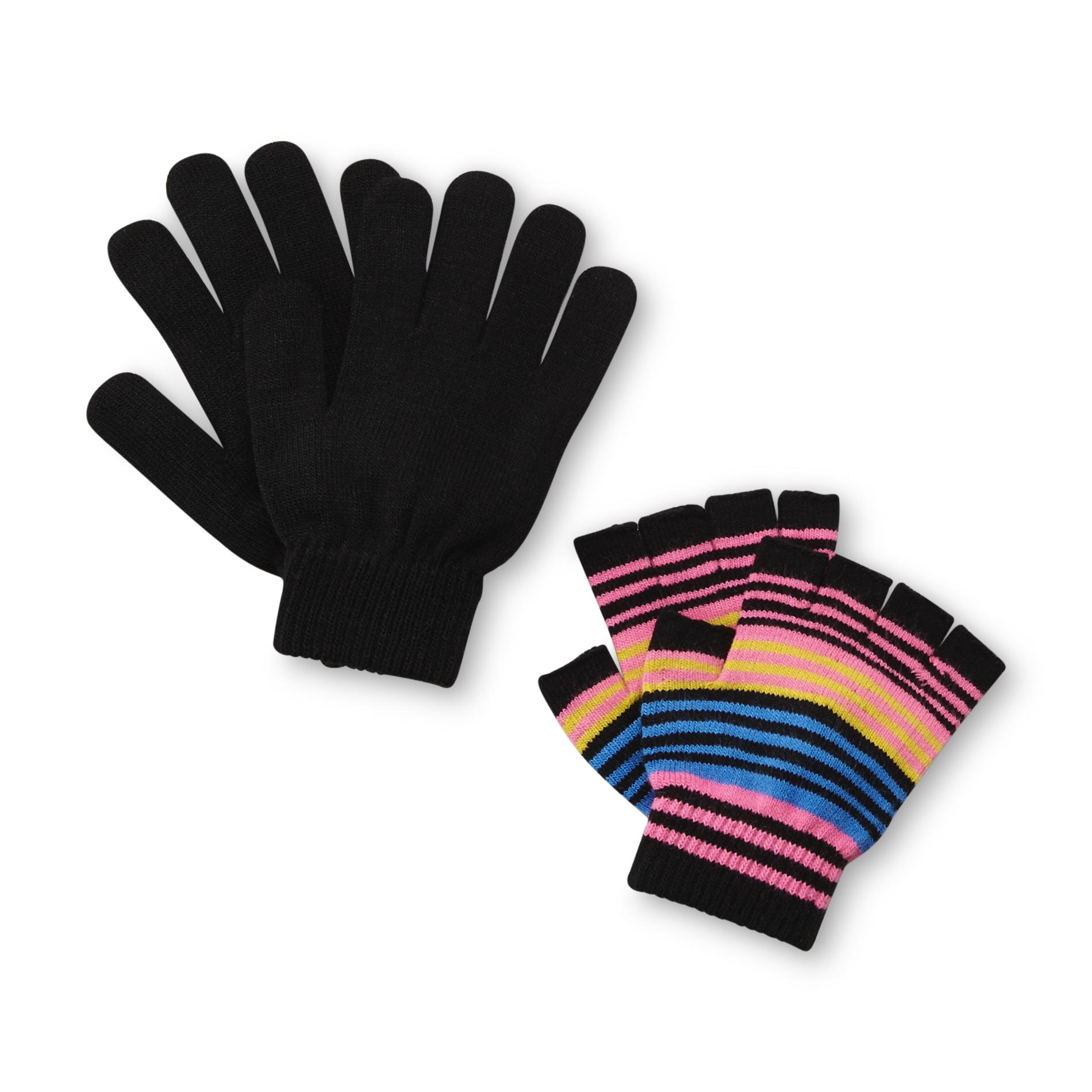 Joe Boxer Junior's 2-Pairs Stretch Gloves & Fingerless Gloves