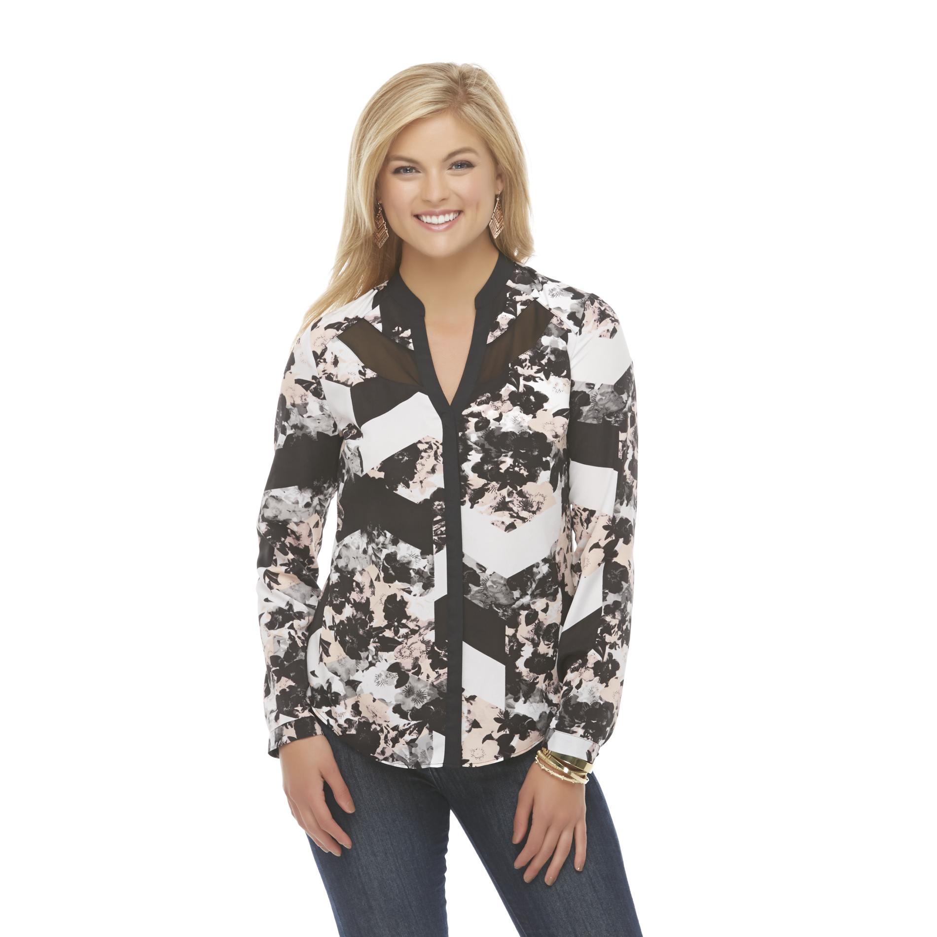 Attention Women's Mesh Inset Shirt - Floral