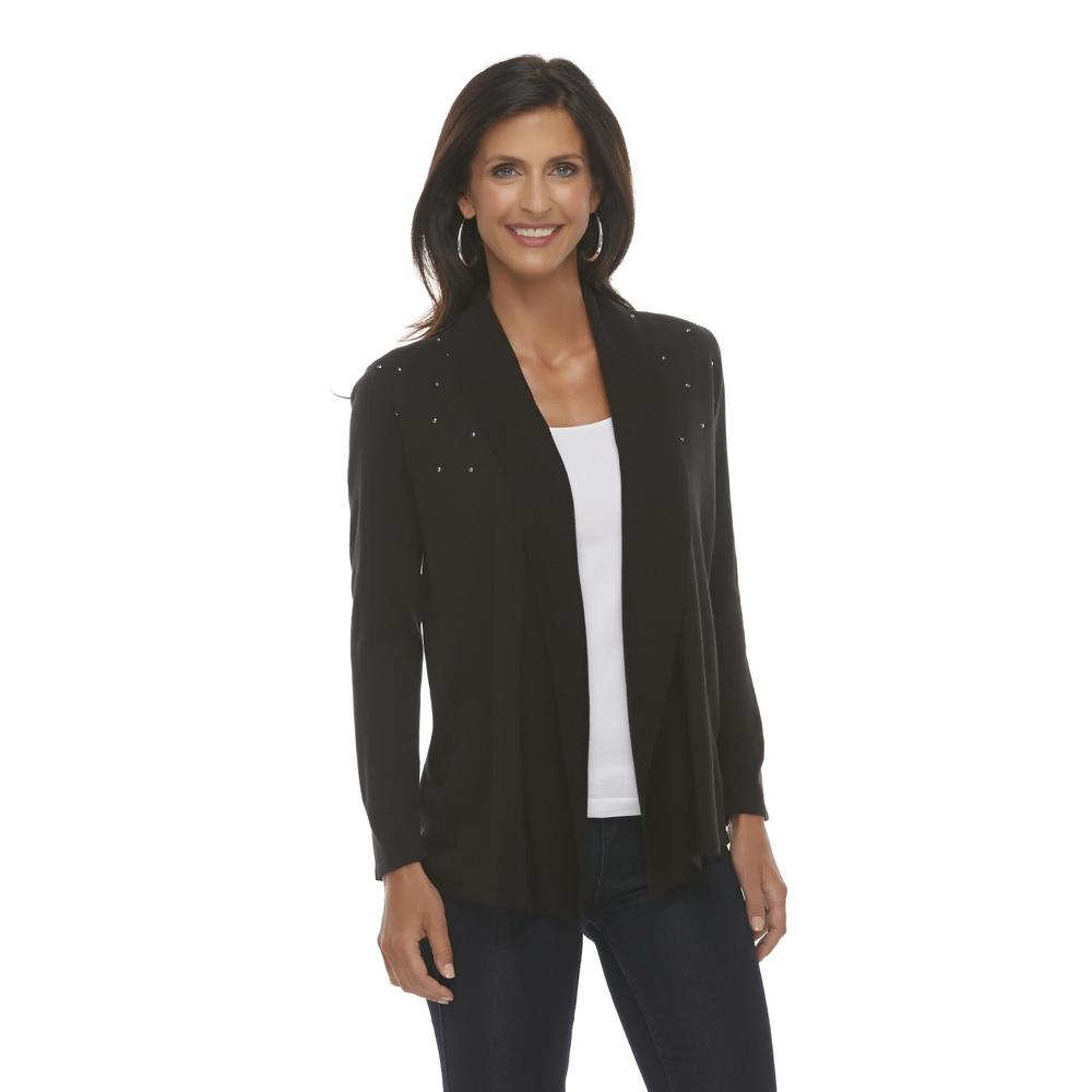 Jaclyn Smith Women's Studded Open-Front Cardigan