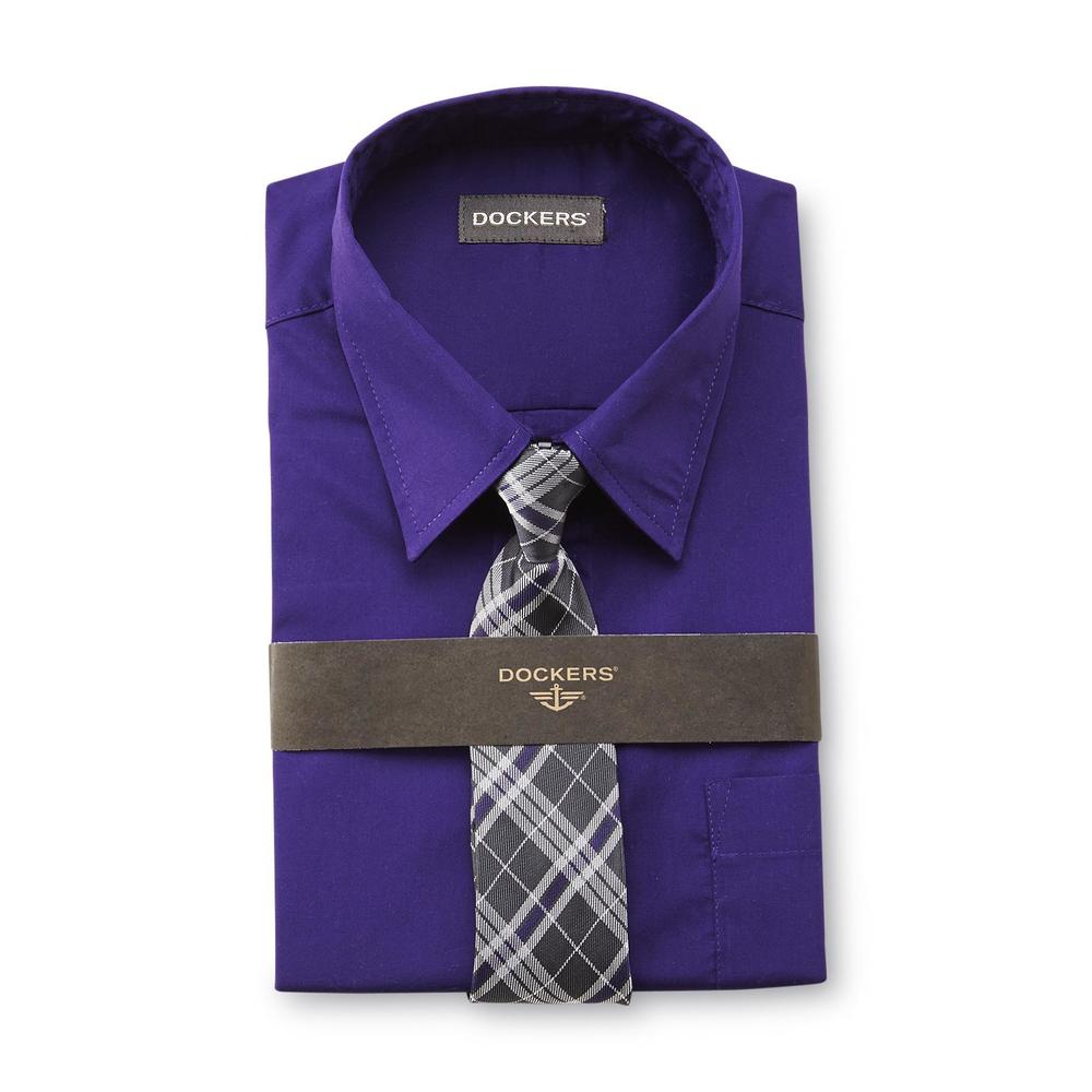 Dockers Boy's Dress Shirt & Necktie - Plaid