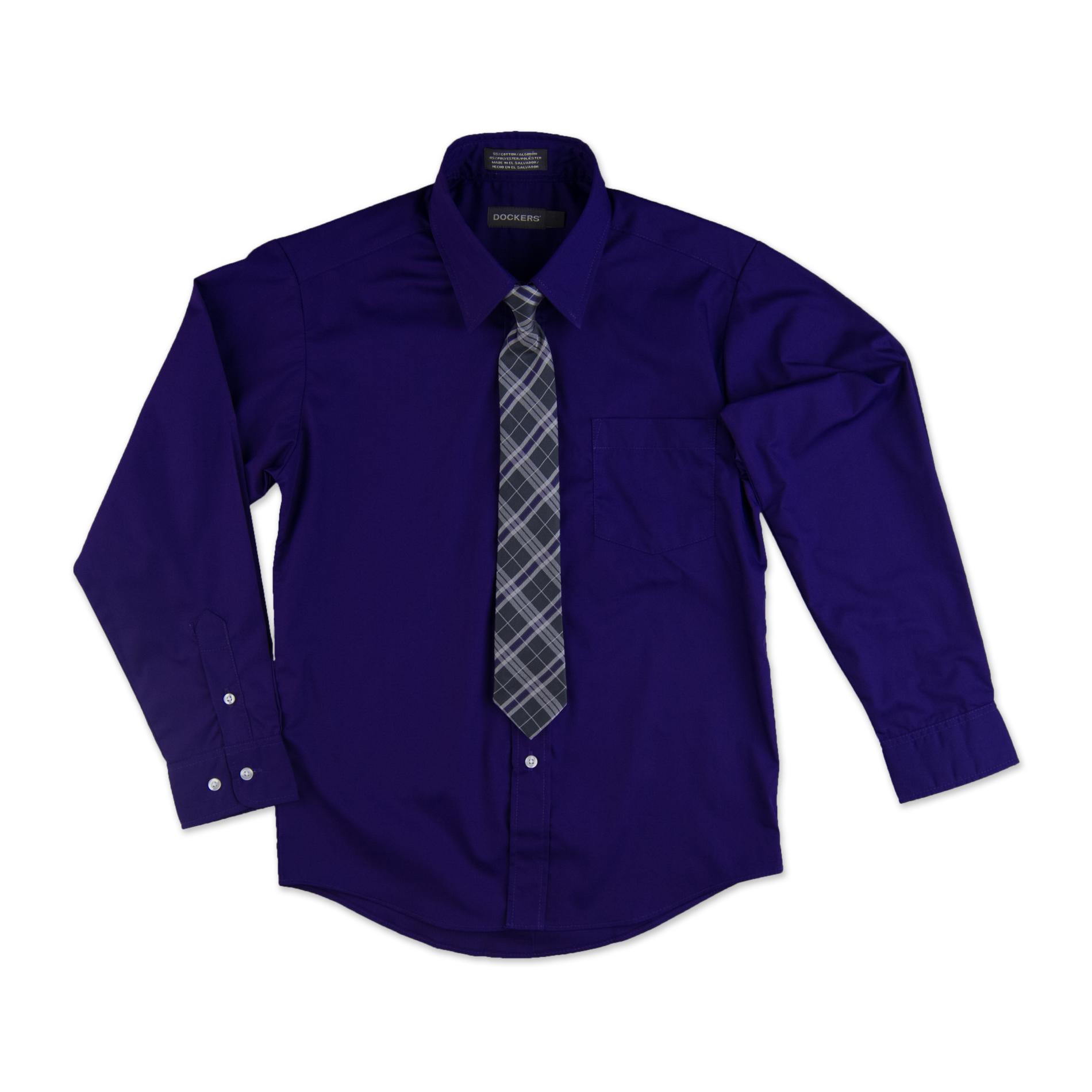 Dockers Boy's Dress Shirt & Necktie - Plaid