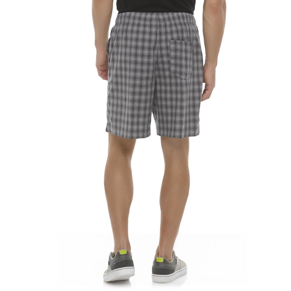 Basic Editions Men's Big & Tall Elastic Waist Shorts - Plaid