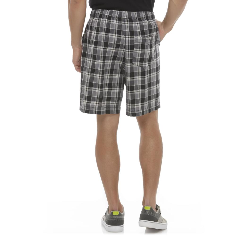 Basic Editions Men's Big & Tall Elastic Waist Shorts - Plaid