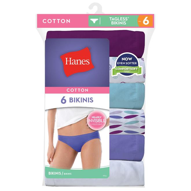 Hanes Women’s Intimates 6 Pack Bikini Panties