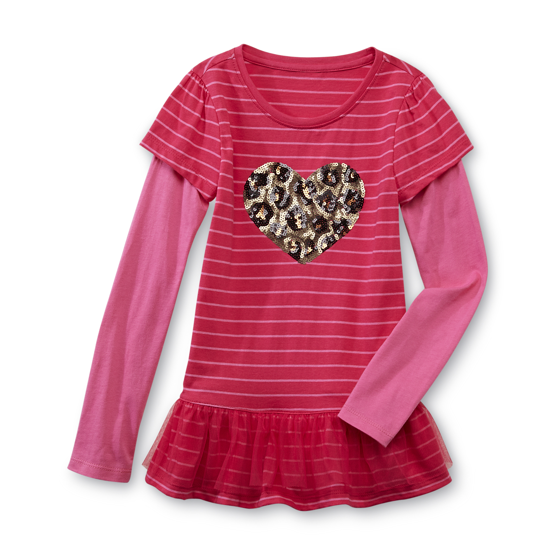 Toughskins Girl's Graphic Tunic Top - Heart & Stripes