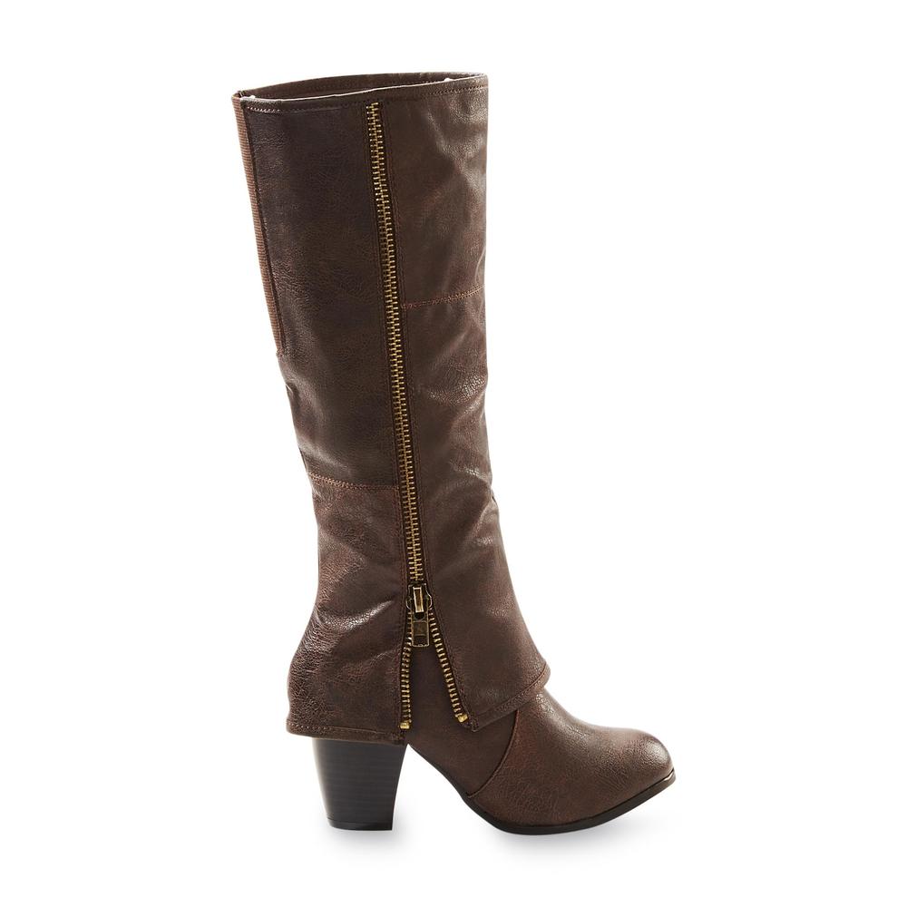 kisses Women's Too Lay 14" Brown Fold-Over Boot