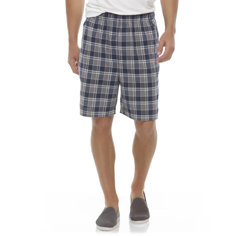 Basic Editions Men's Elastic Waist Shorts - Plaid