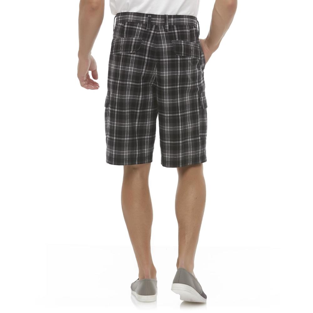 Basic Editions Men's Big & Tall Twill Cargo Shorts - Plaid