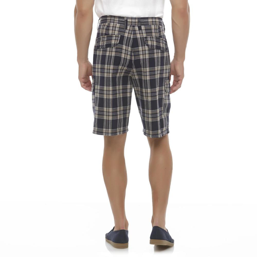 Basic Editions Men's Twill Cargo Shorts - Plaid