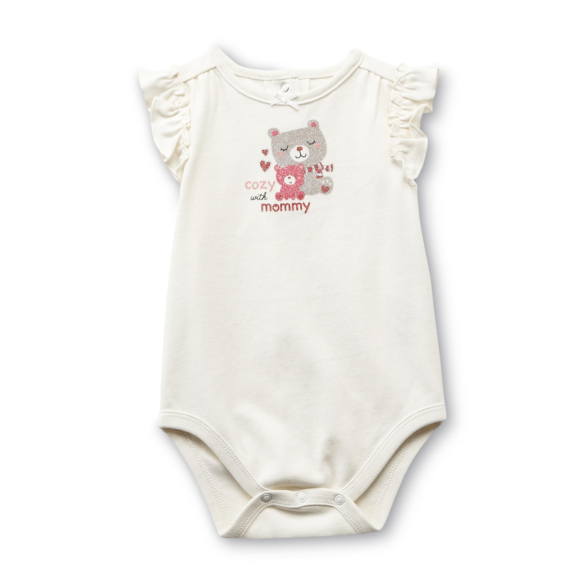 Small Wonders Newborn Girl's Flutter Sleeve Bodysuit - Bear