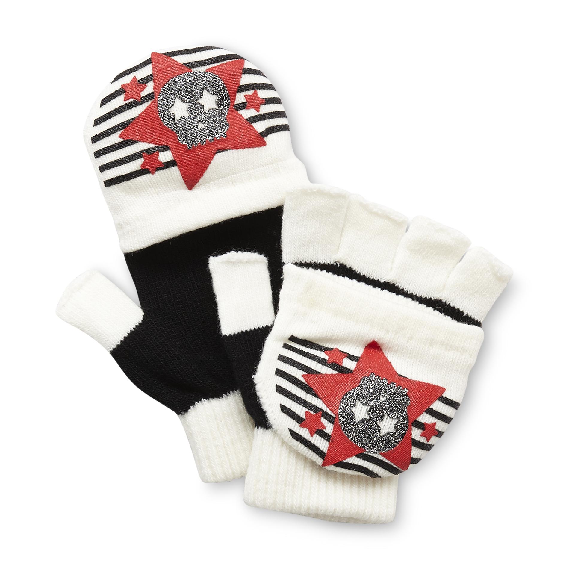 Joe Boxer Girl's Flip-Top Fingerless Gloves - Stars  Stripes & Skulls