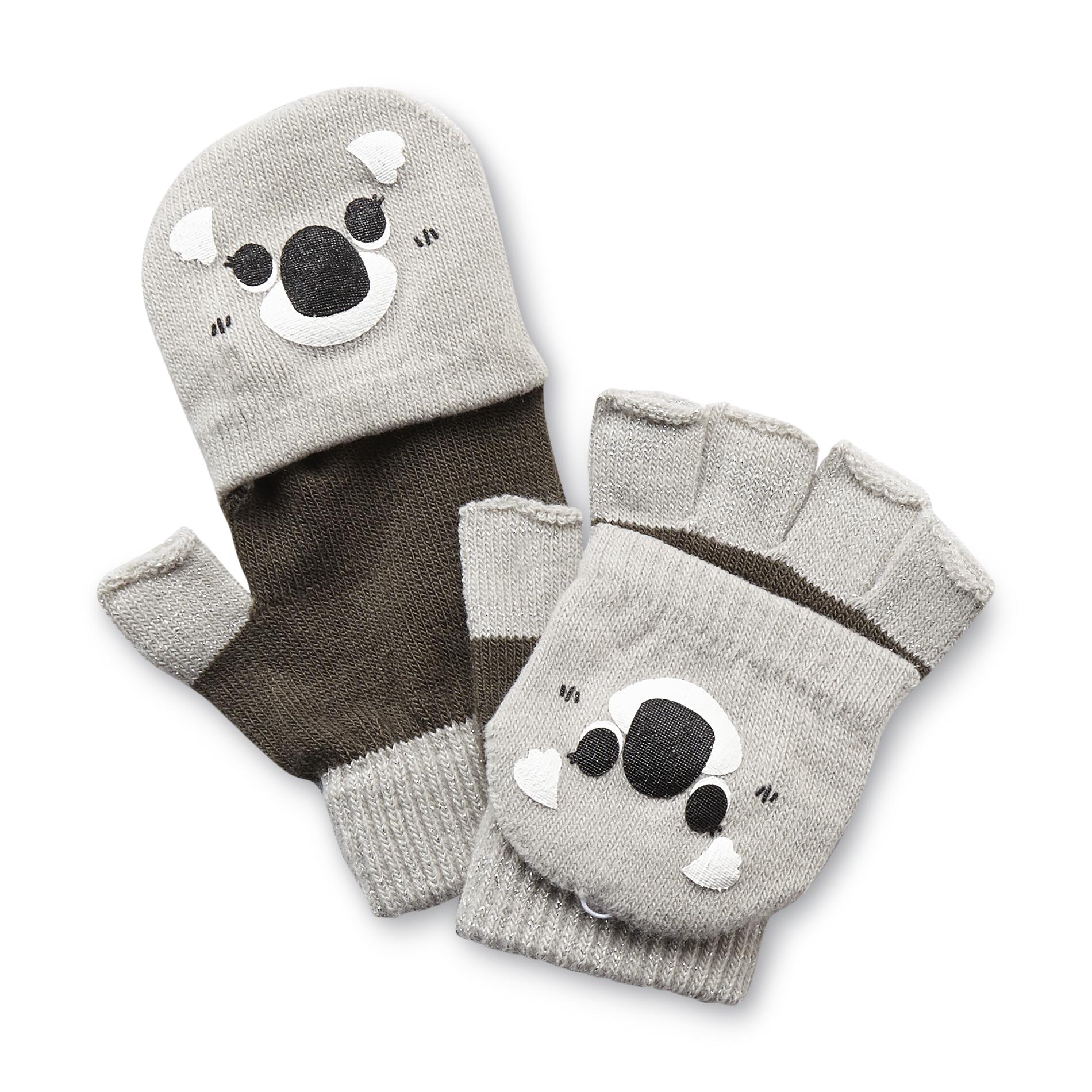 Joe Boxer Girl's Flip-Top Fingerless Gloves - Koala Bear