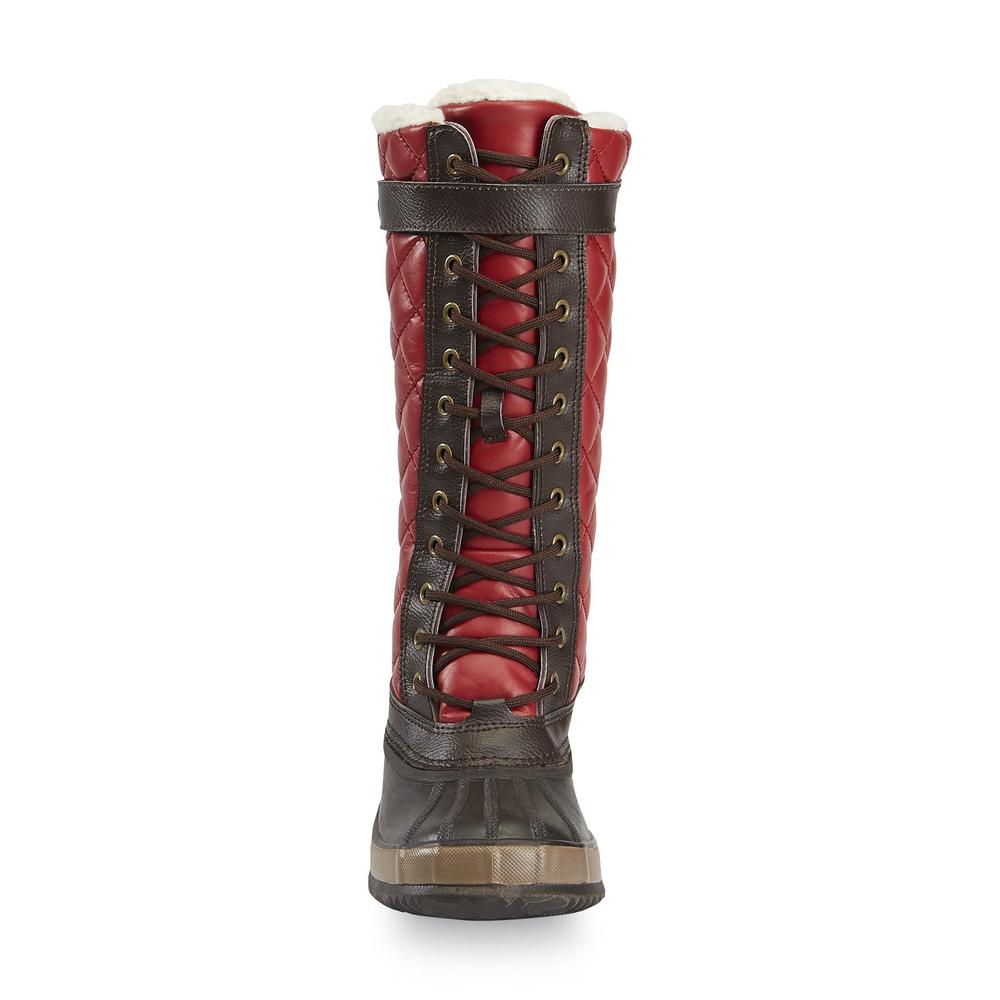 Athletech Women's 13" Quartz Red/Brown Quilted Winter Boot
