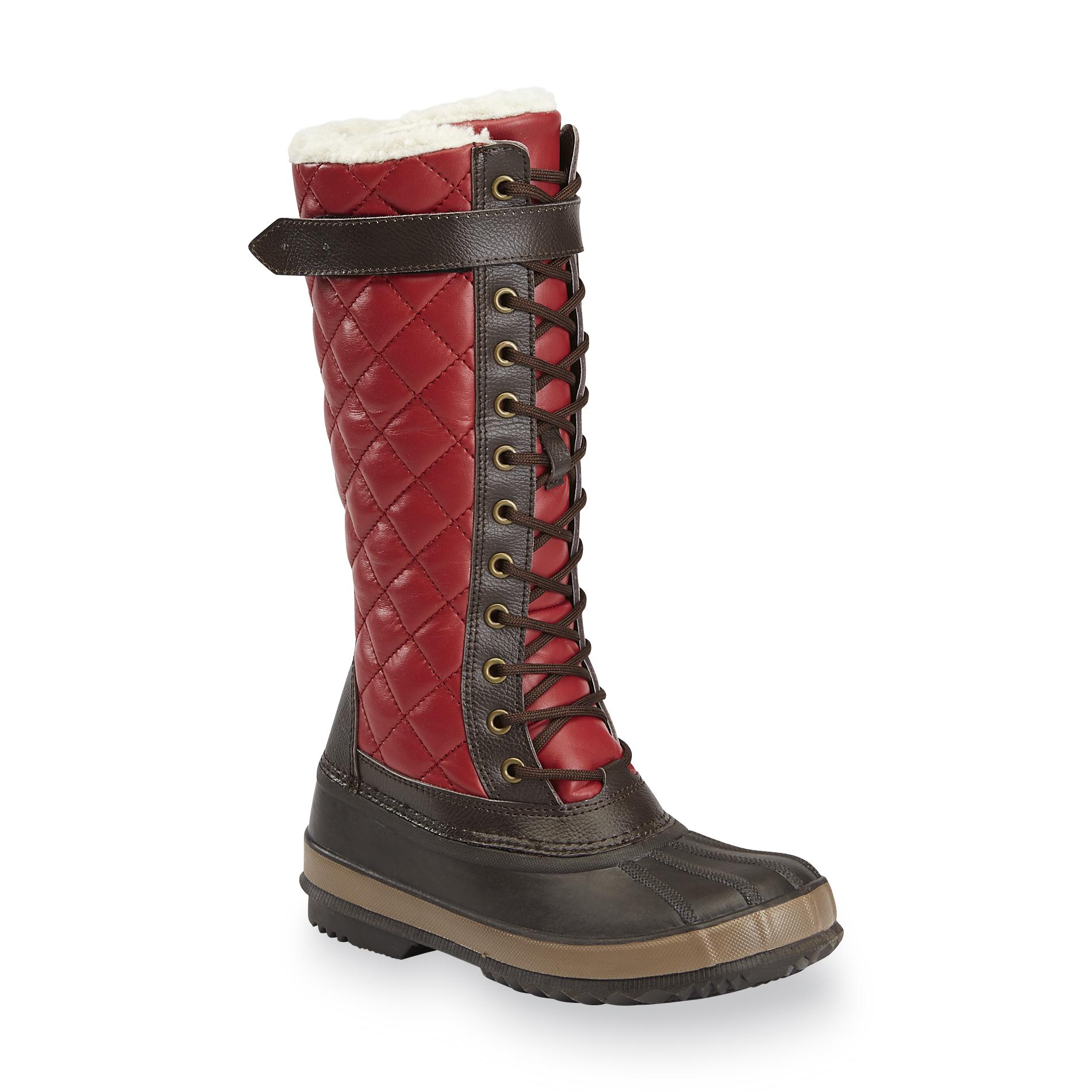 Athletech Women's 13" Quartz Red/Brown Quilted Winter Boot
