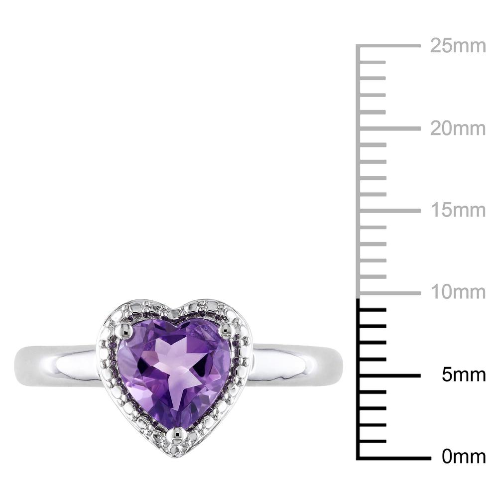 Amour 1 Carat T.G.W. Amethyst Heart Ring in Sterling Silver