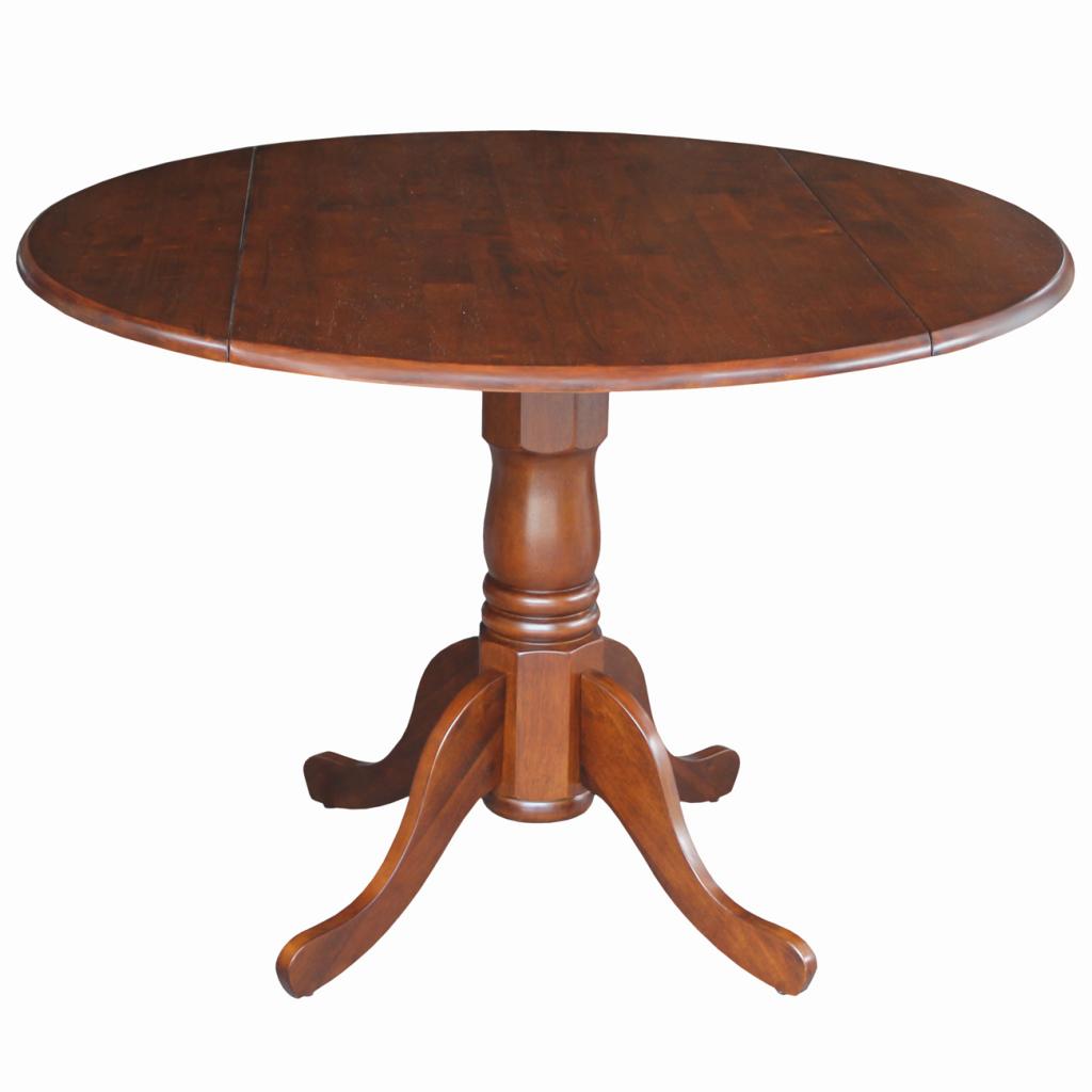International Concepts 42" Round Dual Drop Leaf Pedestal Table, Espresso