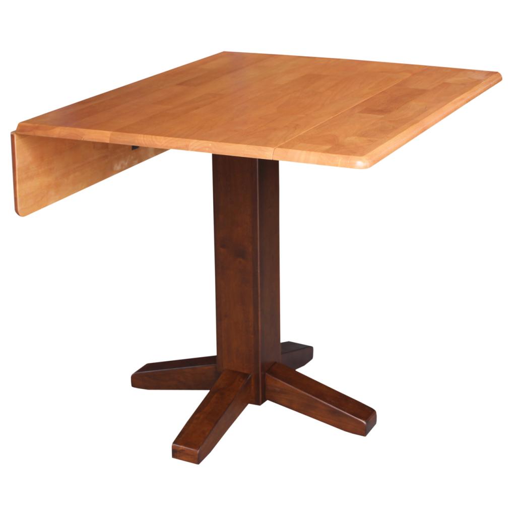 International Concepts 36" Square Dual Drop Leaf Dining Table, Cinnamon/Espresso
