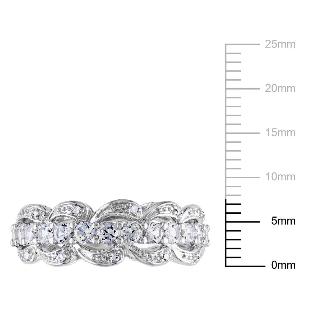 Amour 0.05 Carat T.W. Diamond and 1 1/6 Carat T.G.W. Created White Sapphire Ring Silver