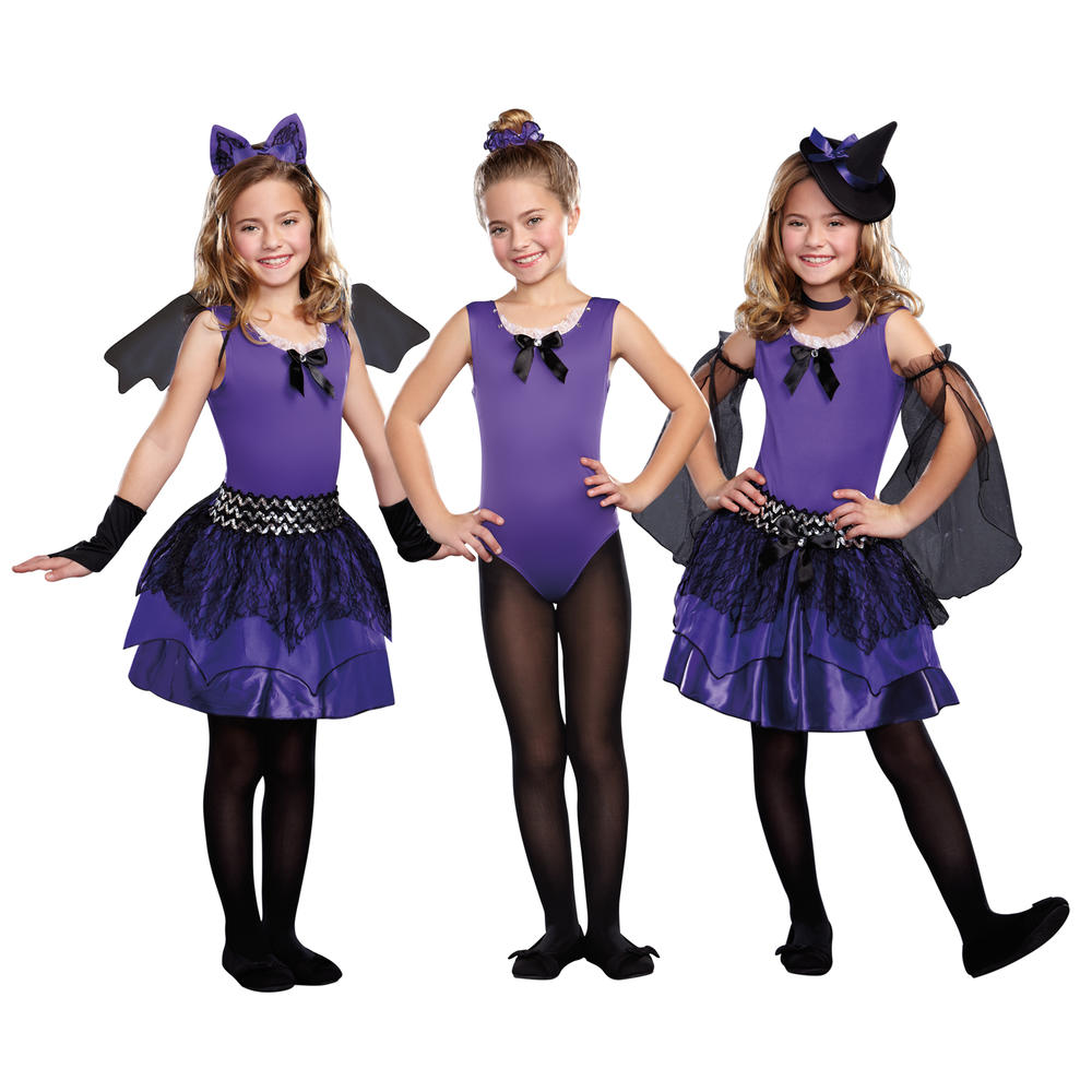Totally Ghoul Girls 3-In-1 Witch Ballerina Bat Halloween Costume