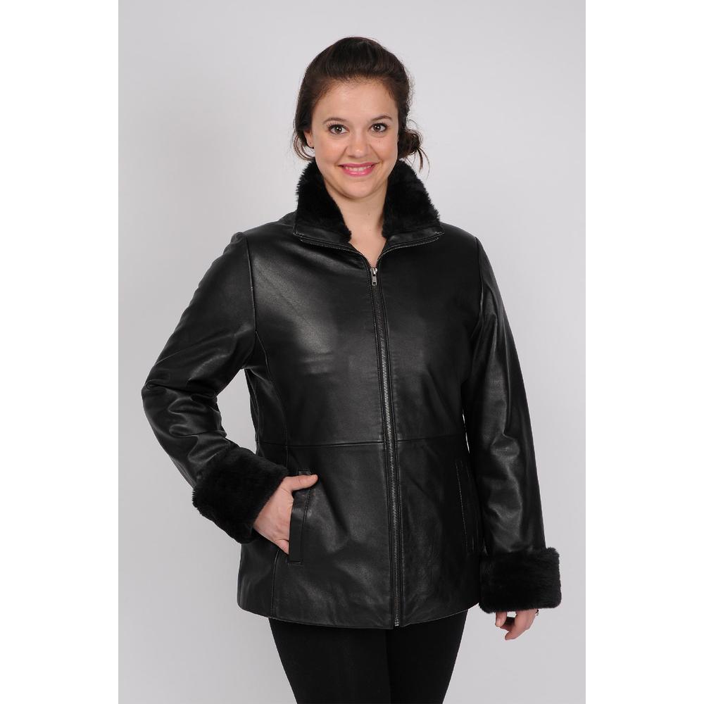Excelled Ladies Lambskin Leather Faux Fur Trim- Online Exclusive