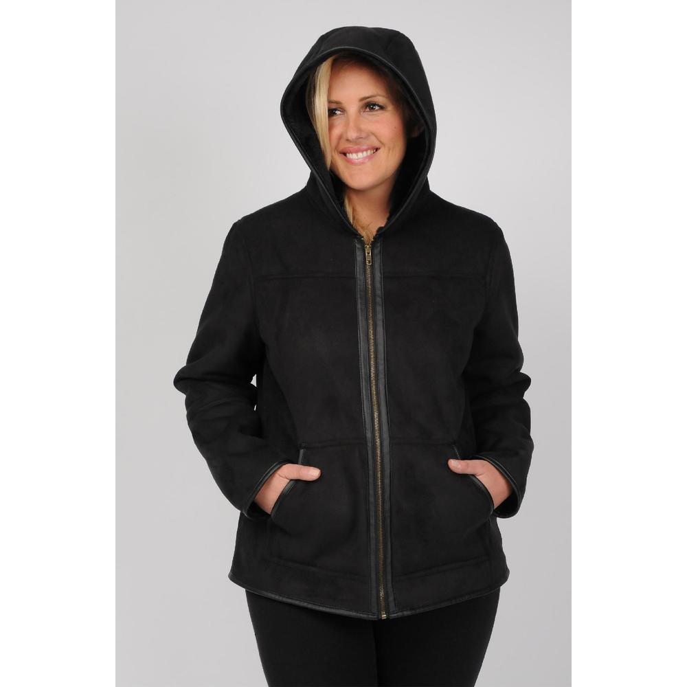 Excelled Women's Plus Hooded Faux Shearling Hipster- Online Exclusive