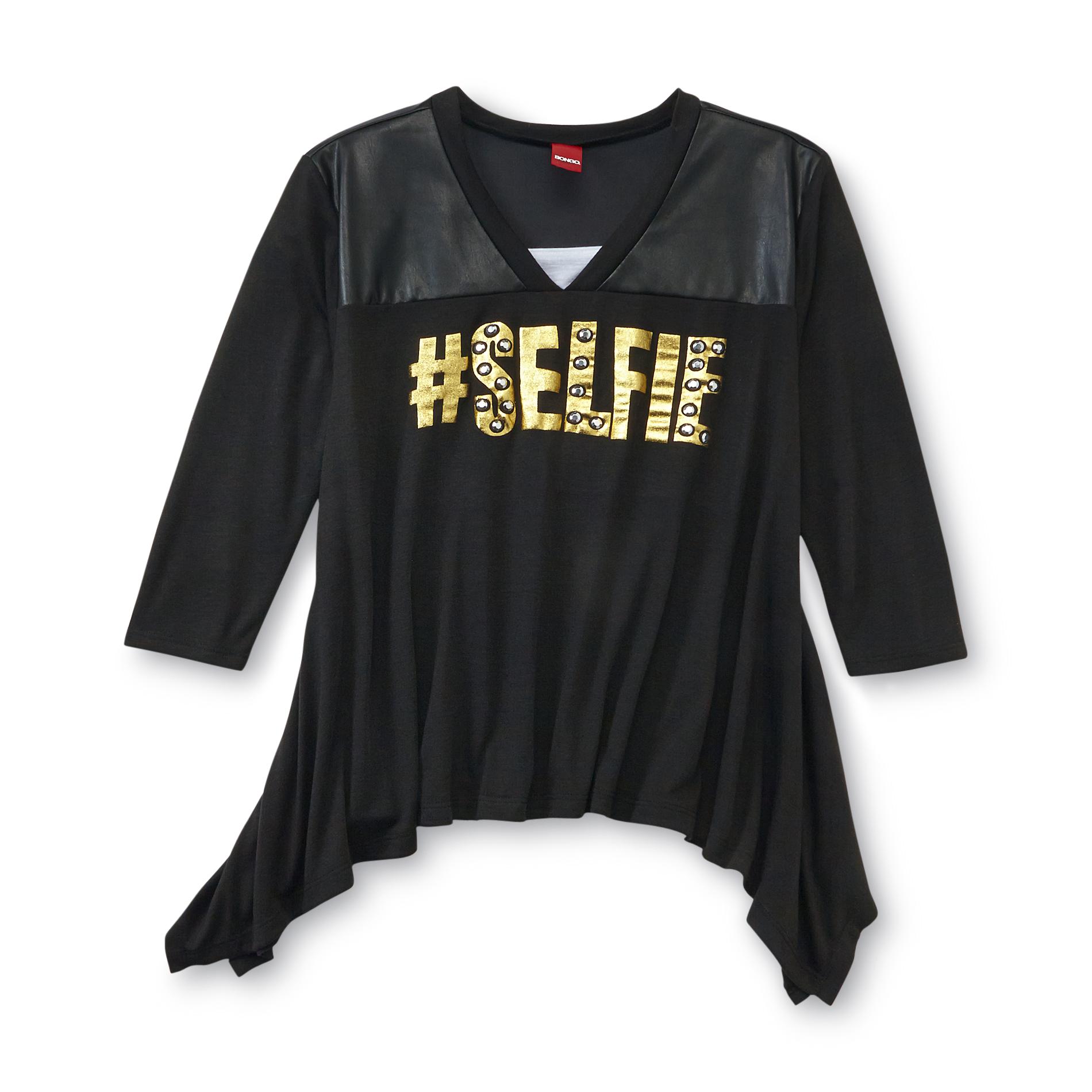 Bongo Girl's Embellished Sharkbite Shirt - #Selfie
