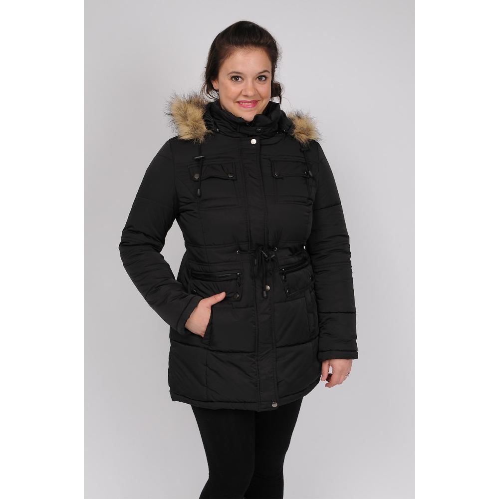 R&O Ladies Quilted Anorak with Detachable Faux Fur Trim Hood - Online Exclusive